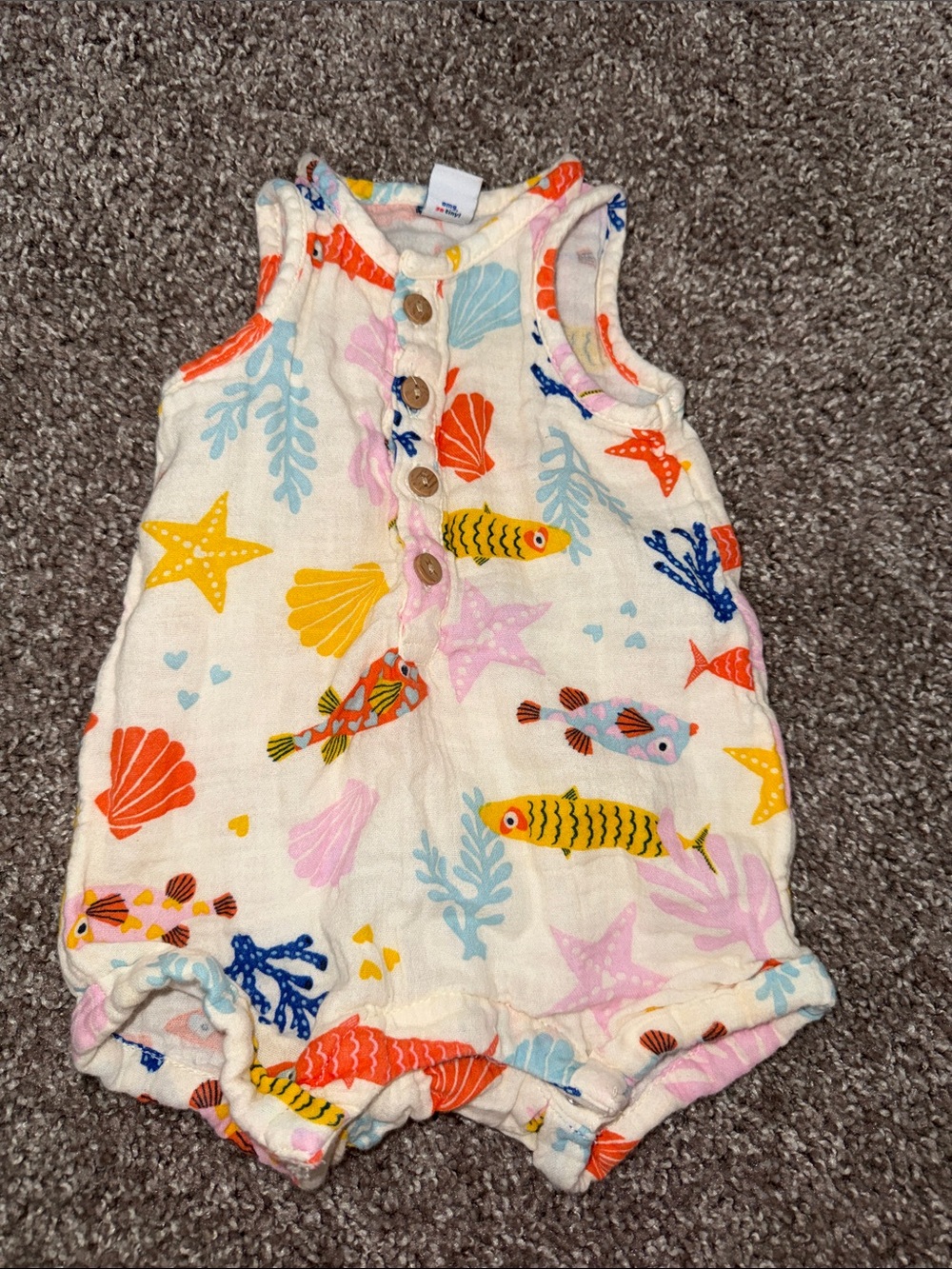 Baby Ocean Print Button Romper old navy